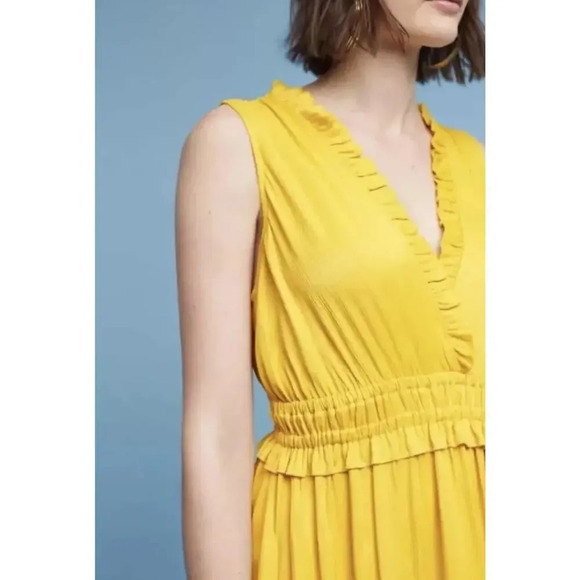 Maeve by Anthropologie Golden Yellow Women Dress La Habana Dress Mango Sz M - Picture 2 of 13